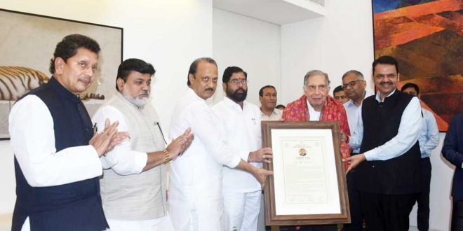 Maharashtra Industry Award presented to Ratan Tata by the Chief Minister Eknath Shinde